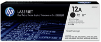 HP 12A Black Dual Pk LJ Toner Cartridge